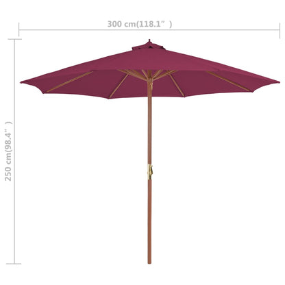 Parasol Met Houten Paal 300 Cm Bordeaux