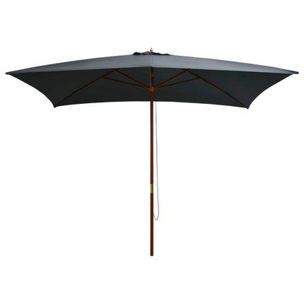 Parasol Met Houten Paal 200X300 Cm Wit