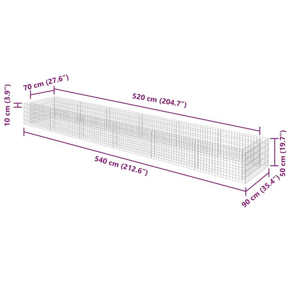 Gabion plantenbak verhoogd 540x90x50 cm gegalvaniseerd staal