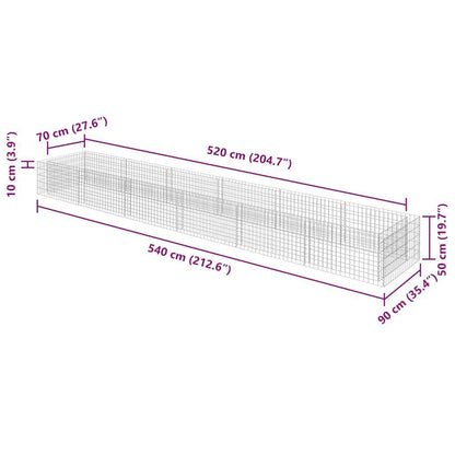 Gabion plantenbak verhoogd 540x90x50 cm gegalvaniseerd staal
