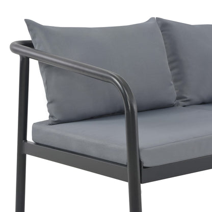 Tuinbank Tweezits Met Kussens Aluminium Grijs