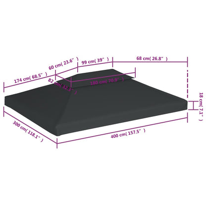 Prieeldak 2-Laags 4X3M 310 G/M² Antracietkleurig