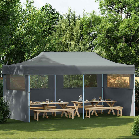 Partytent Pop-Up Inklapbaar Met Zijwanden 3X6 M Antraciet