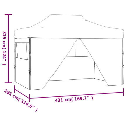 Vouwtent Pop-Up Met 4 Zijwanden 3X4,5 M Antraciet
