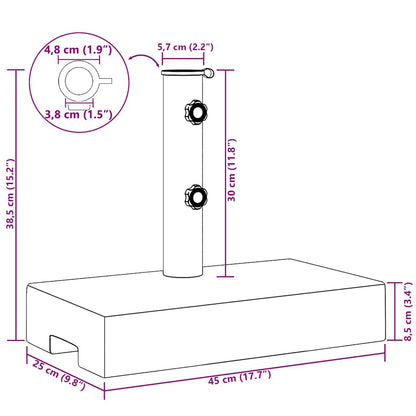 Parasolvoet rechthoekig 25 kg graniet zwart