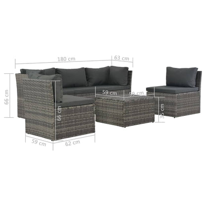 Loungeset Met Kussens 4-Delig Poly Rattan
