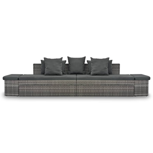 4-Delige Loungeset Met Kussens Poly Rattan Grijs