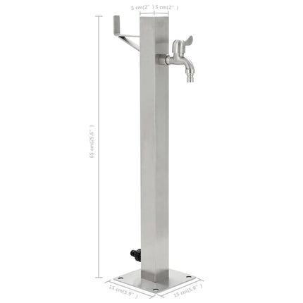 Tuinwaterkolom Vierkant 65 Cm Roestvrij Staal