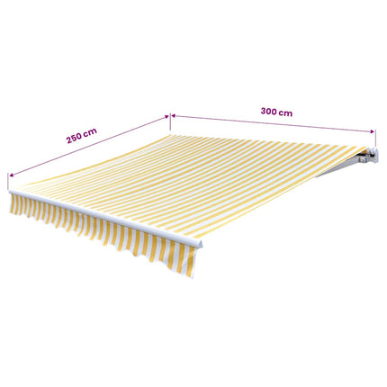 Luifel Handmatig Uittrekbaar 300 Cm Geel/Wit
