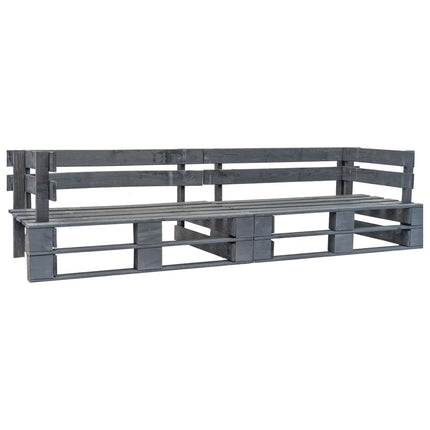 2-Delige Tuinbankenset Pallet Met Grijze Kussens Grenenhout