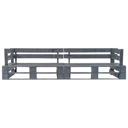 2-Delige Tuinbankenset Pallet Met Grijze Kussens Grenenhout
