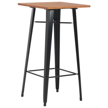 Bartafel 60X60X108 Cm Massief Grenenhout Staal Zwart