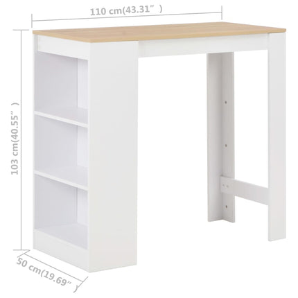 Bartafel Met Schap 110X50X103 Cm Wit