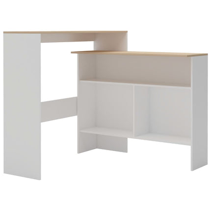 Bartafel Met 2 Tafelbladen 130X40X120 Cm Wit En Eikenkleurig
