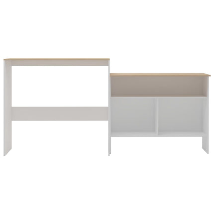 Bartafel Met 2 Tafelbladen 130X40X120 Cm Wit En Eikenkleurig