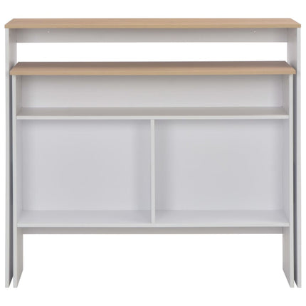 Bartafel Met 2 Tafelbladen 130X40X120 Cm Wit En Eikenkleurig