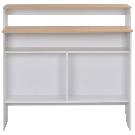 Bartafel Met 2 Tafelbladen 130X40X120 Cm Wit En Eikenkleurig