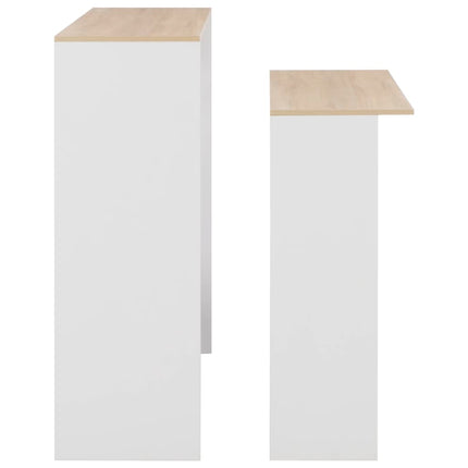 Bartafel Met 2 Tafelbladen 130X40X120 Cm Wit En Eikenkleurig