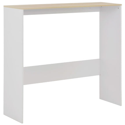 Bartafel Met 2 Tafelbladen 130X40X120 Cm Wit En Eikenkleurig
