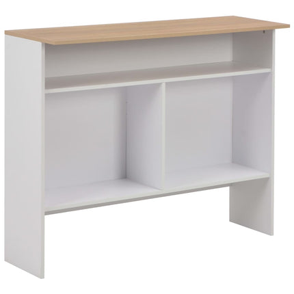 Bartafel Met 2 Tafelbladen 130X40X120 Cm Wit En Eikenkleurig