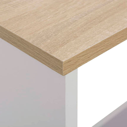Bartafel Met 2 Tafelbladen 130X40X120 Cm Wit En Eikenkleurig