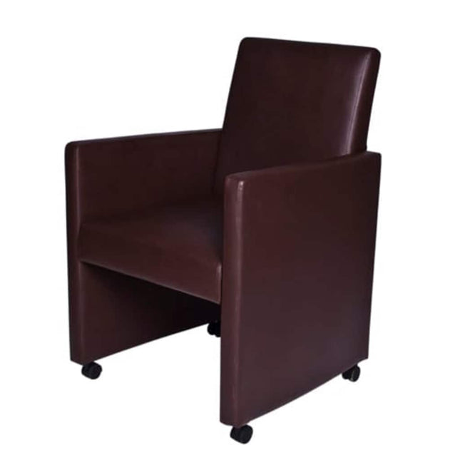 Eetkamerstoelen 2 St Kunstleer Bruin Marmerbeige