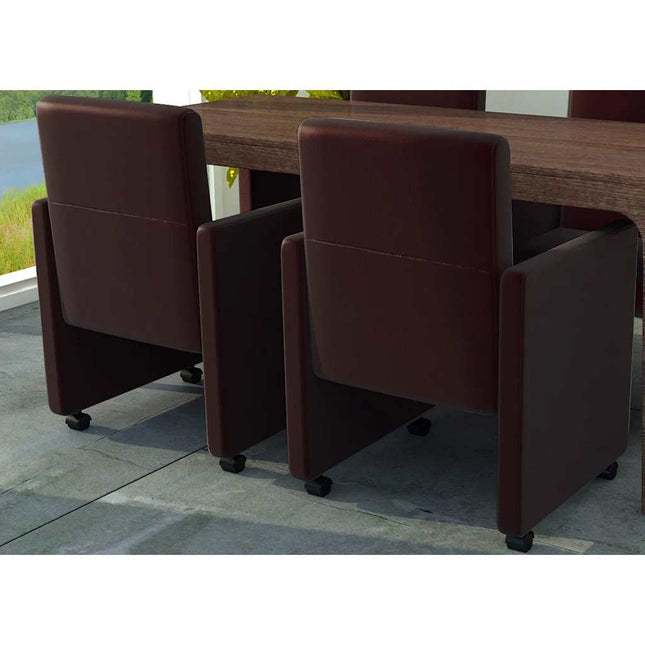 Eetkamerstoelen 2 St Kunstleer Bruin Marmerbeige