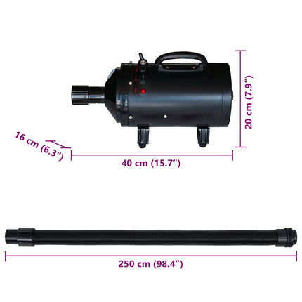 Hondenföhn Met 3 Opzetstukken 2400 W Zwart