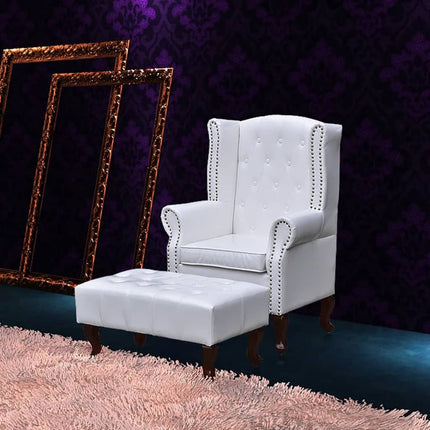 Fauteuil En Voetenbank Chesterfield-Stijl Kunstsuède