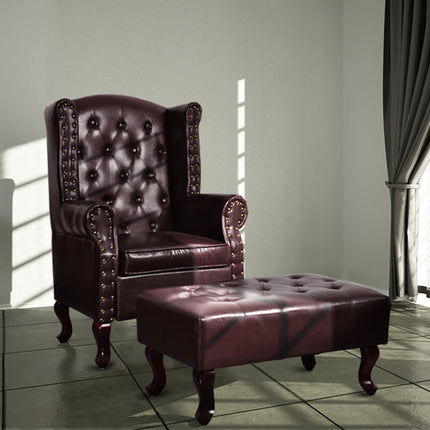 Fauteuil En Voetenbank Chesterfield-Stijl Kunstsuède