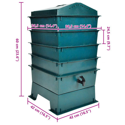 Wormenbak 4-Laags 42X42X60 Cm