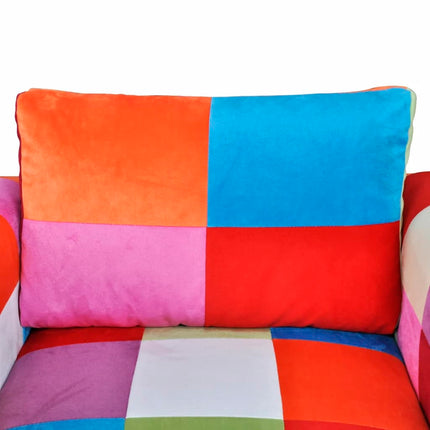 Fauteuil Met Patchwork Ontwerp En Verchroomde Poten Kubus Stof