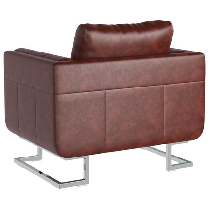 Fauteuil Met Verchroomde Poten Kubus Kunstleer
