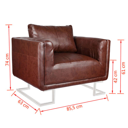 Fauteuil Met Verchroomde Poten Kubus Kunstleer