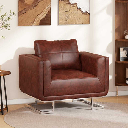 Fauteuil Met Verchroomde Poten Kubus Kunstleer