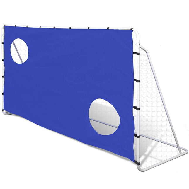 Voetbaldoel Met Richtmuur Hoogwaardig 240X92X150 Cm Staal Groen