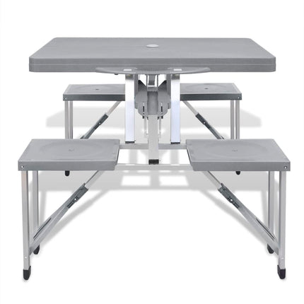 Campingset Inklapbaar Lichtgewicht 120X60 Cm Aluminium Grijs