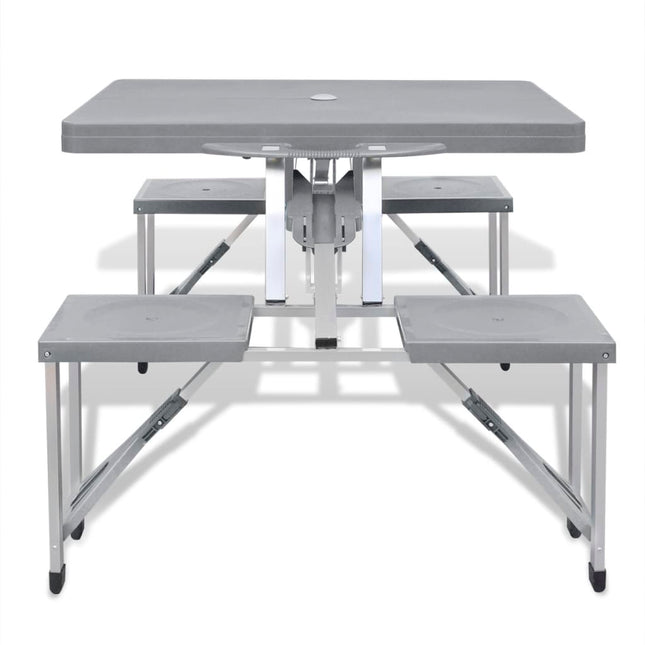Campingset Inklapbaar Lichtgewicht 120X60 Cm Aluminium Grijs