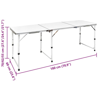 Campingtafel inklapbaar en verstelbaar in hoogte aluminium 180 x 60 cm