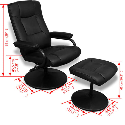 Tv-Fauteuil Met Voetenbankje Kunstleer Zwart