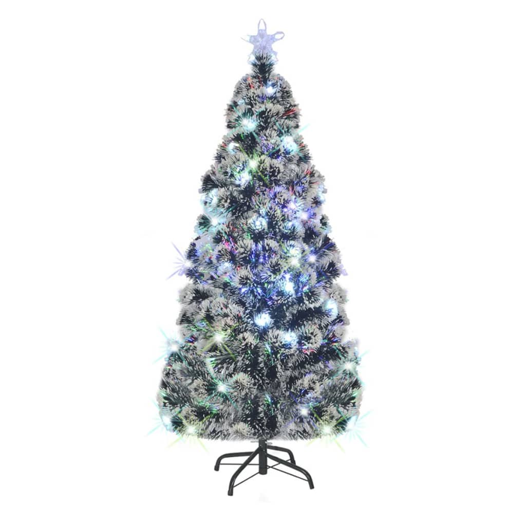 Voorverlichte kerstboom met standaard en LED 180 cm glasvezel