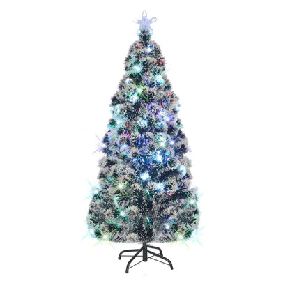 Voorverlichte kerstboom met standaard en LED 180 cm glasvezel