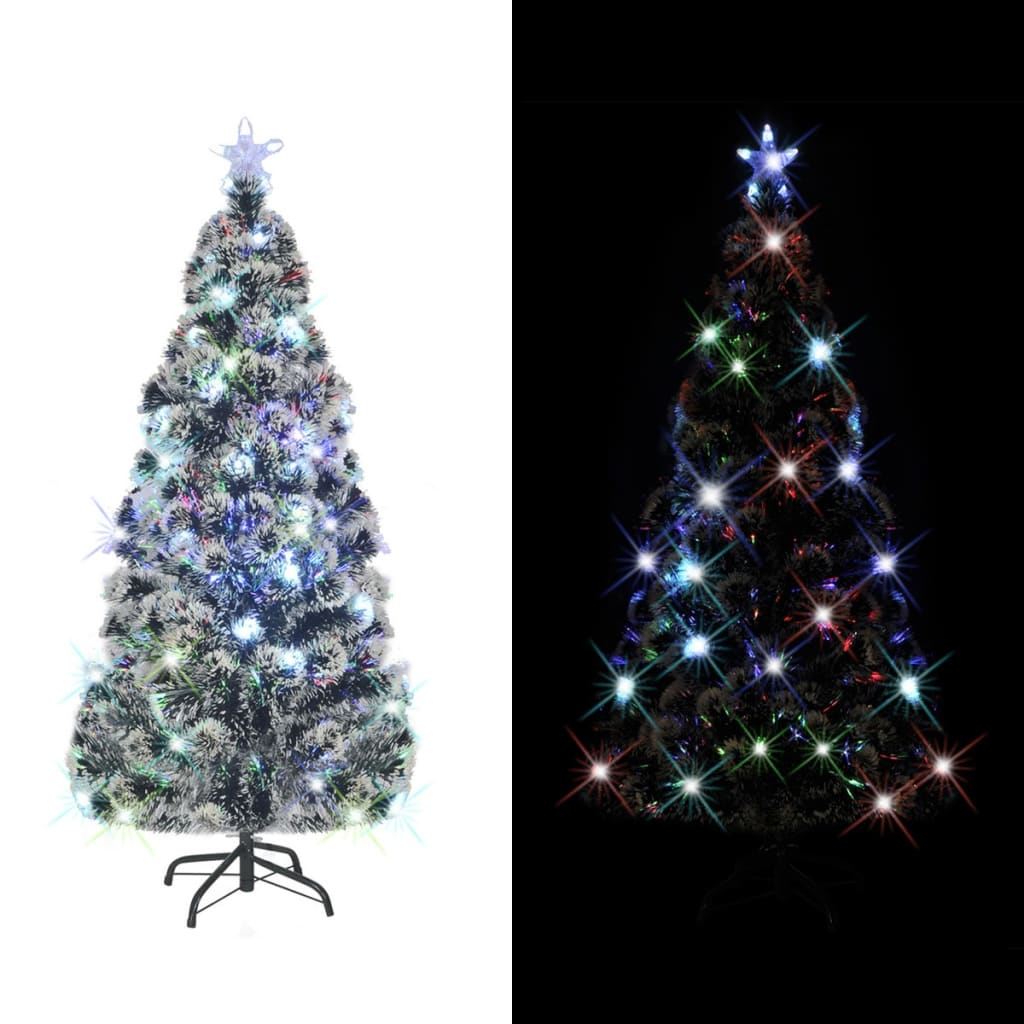 Voorverlichte kerstboom met standaard en LED 180 cm glasvezel