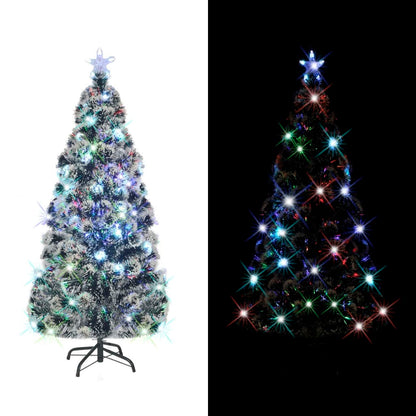 Voorverlichte kerstboom met standaard en LED 180 cm glasvezel