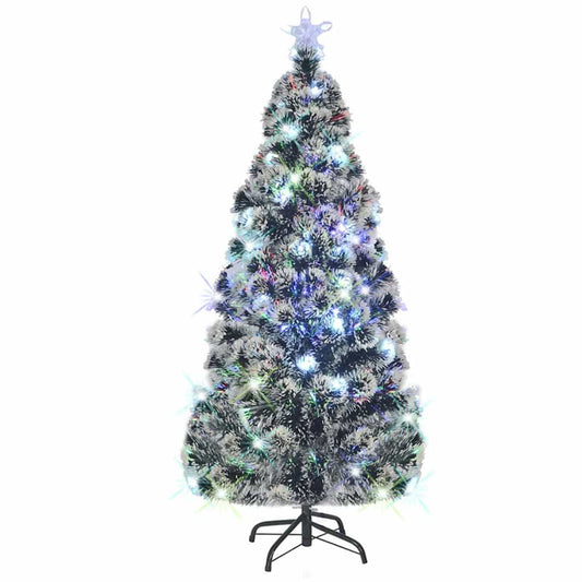 Voorverlichte kerstboom met standaard en LED 210 cm glasvezel