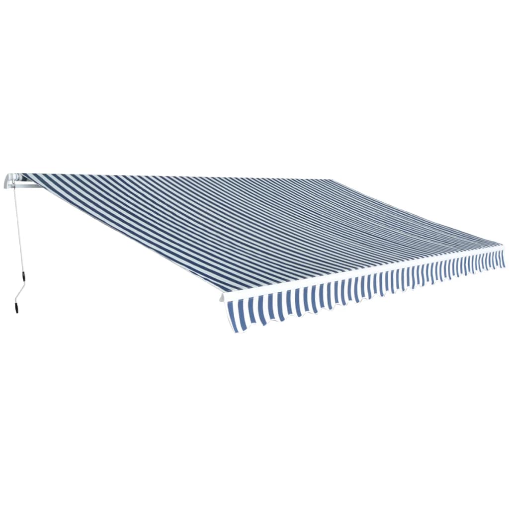 Luifel Handmatig Uitschuifbaar 500 Cm Blauw En Wit