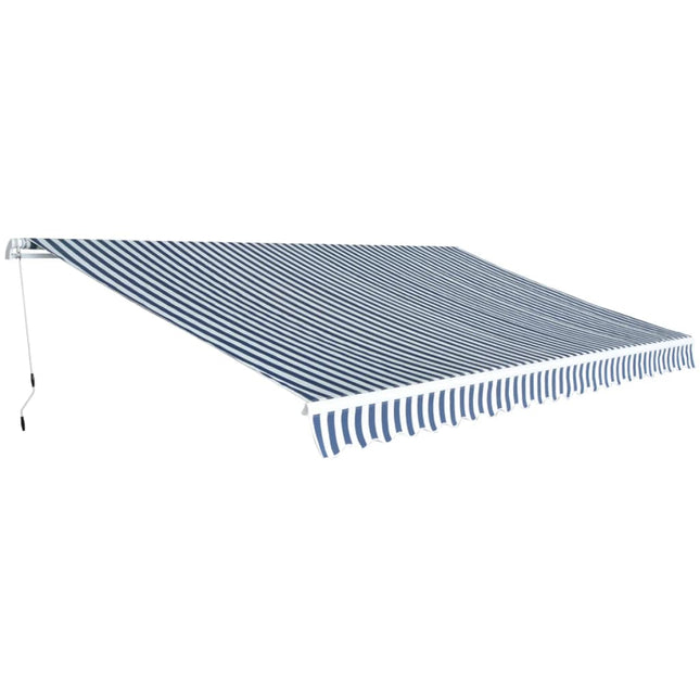 Luifel Handmatig Uitschuifbaar 500 Cm Blauw En Wit