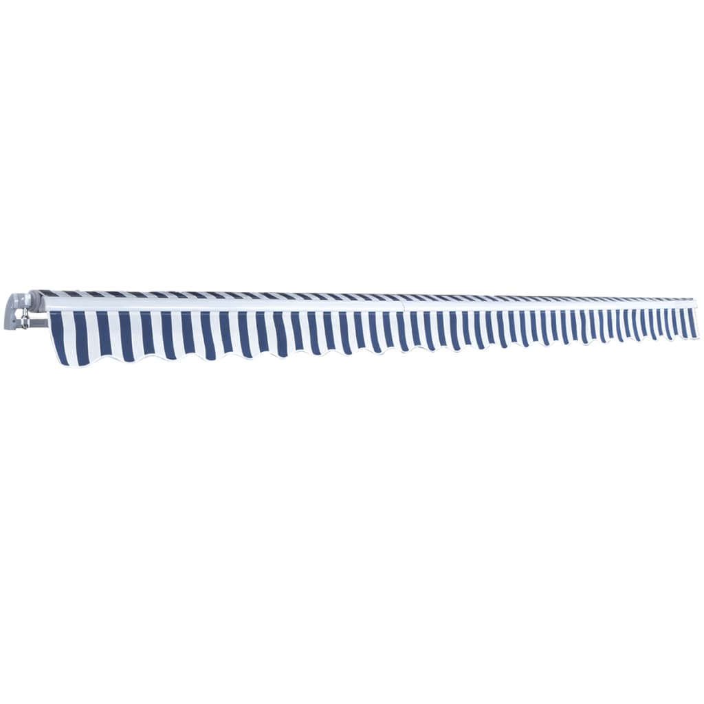 Luifel Handmatig Uitschuifbaar 500 Cm Blauw En Wit