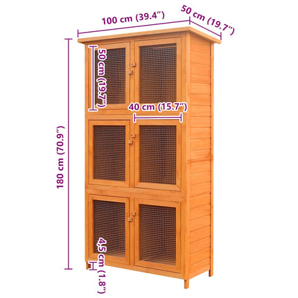 Dierenhok 6 Kamers Hout