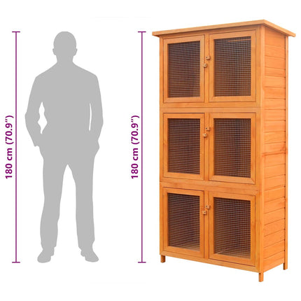 Dierenhok 6 Kamers Hout